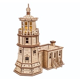UGEARS Split Rock Lighthouse 3D Puzzle - DIY Miniature Building Kit Wooden Models for Adults to Build Yourself with LED Night Light - 3D Wooden Puzzles for Adults - Craft Gifts for Engineers - 295