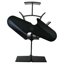 Lincsfire 2 Blade Heat Powered Stove Fan Warm Air Circulating for Wood/Log Burner/Fireplace - Eco Friendly | Black Steel