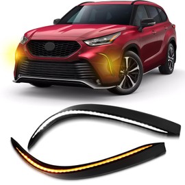 PGTOPONE Switchback White/Amber LED Front Bumper Fog Daytime Running Lamp Dynamic Sequential LED Turn Signal Light Function Compatible with Toyota Highlander 4TH 2021 2022 2023 2024 XSE