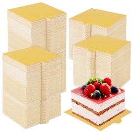 IHDYPPEW 600 PCS 3.5x3.3 inch Mini Square Cake Boards,Premium Golden Mousse Cake Board, Versatile Cupcake Bases & Dessert Displays, Perfect for Parties and Special Occasions(Grease Proof)