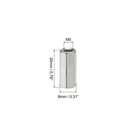 MECCANIXITY M5 x 250mm 304 Stainless Steel Fully Threaded Rod W 4Pcs M5 x 20mm L 304 Stainless Steel Hex Coupling Nuts