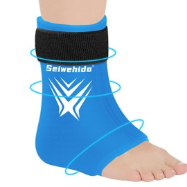Foot Ankle Ice Pack Wrap for Swelling,Reusable Gel Ice Pack for Sprained Ankle Injuries,Cold Therapy Sleeves Compression for Plantar Fasciitis Relief, Achilles Tendonitis, Sore Feet & Heel (Blue)
