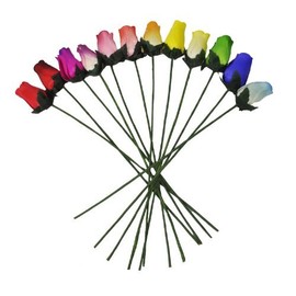 Wooden Roses - Beautiful Small Bud Wooden Roses - One Dozen