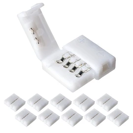 JACKYLED (10-Pack) - 10Pcs 4-Pin RGB LED Light Strip Connector, 10mm Gapless Strip to Strip Solderless Adapter for SMD 5050 Multicolor LED Strip