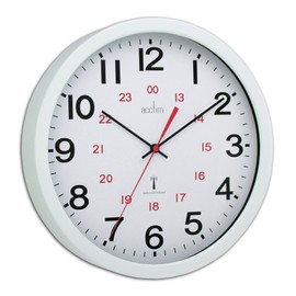 Acctim Wall Clock Radio Controlled 30cm Wht 74172, Metal, White, 30cm x 30 cm
