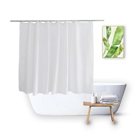 Forro de Cortina de Ducha Corta de 48 Pulgadas de Largo, Juegos de Cortinas de Baño de Tela para Bañera Walk-in, Blanco Sólido, Calidad de Hotel, Lavable a Máquina, 72 X 48 Pulgadas