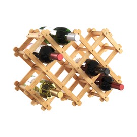 ClosetMaid 8 Bottle Folding Wine Storage Rack Stand for Countertop or Table, Bamboo Wood