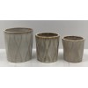 Transpac Wavy Stoneware Planters Set Of 3 In Beige -