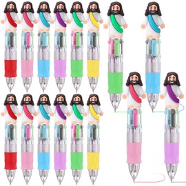 Bememo 12 Pcs Little Jesus Pen Original Design Mini Jesus Multicolor Pen in One Christian Pens Cute Jesus Ballpoint Pens for Religious Party Favors Birthday Church Christmas Gift Classroom Prizes