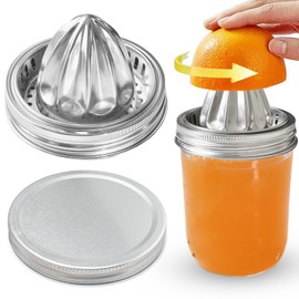 Bigwinyep Mason Jar Juicer Lid, 304 Stainless Steel Manual Juicer Squeezer with 86mm Wide Mouth Mason Jar for Canning Travel Portable