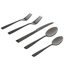 Godinger 20‑Piece Stainless Steel Silverware Set, Flatware Utensil Set for 4, Ingot, Titanium Mirror, 18/10