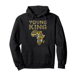 African Attire Kids Tee Black African King Boys Kente Cloth Pullover Hoodie