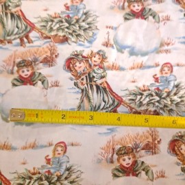 South Sea Imports Victorian Kids Winter Cotton Fabric 1 Yd X 44"  Sheryl Roy Collection for SSI