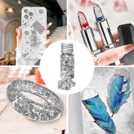 3 Bottles Leaf Leaf, Silver Leaf Imitation Leaf for Arts Project Craft Decoration, Gilding Craft, DIY Creation (Silver)