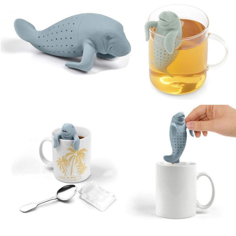 Genuine Fred, MANATEA, Manatee Reusable Silicone Tea Infuser, Blue, Fun