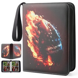 Card Binder 4-Pockets, 400 Pockets Card Holder, Football Trading Cards,Display Case with Football Card Sleeves Card Holder Protectors Set for Football Cards, Black