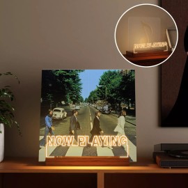 YuanDian Now Playing Vinyl Stand, Light up Now Spinning Record Stand, Wooden ...