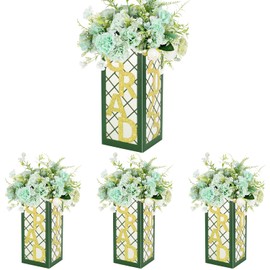 2025 Graduation Table Centerpieces, 4Pcs Lantren Boxes Party Decor for Congrats Grad School College Table Decorations Party Photo Props (Green and Gold)
