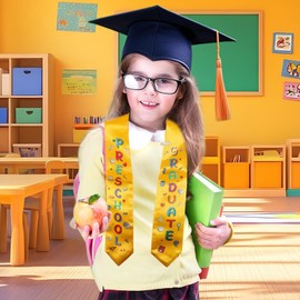 DIELOVEHUA Sash for Nursery, Stole for Preschool, Nursery Graduation Stole, Nursery Sash, Printed, Graduation, Unisex, Graduation Gifts for Children, gold