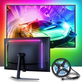 BILIBON Retroiluminación LED para Monitor, Luz LED para Retroiluminación Controlada por App, Colores de Luz Sincronizado con La Pantalla y La Música, 14 Efectos de Luz Geniales (27 Pulgadas)