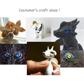 Julie Wang 10mm 100pcs Dragon Eyes Flatback Glass Cabochon Dome Cameo for Doll Making Jewelry Craft DIY Supplies 0.39inches