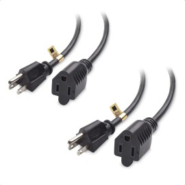 Cable Matters 2-Pack 16 AWG Heavy Duty AC Power Extension Cord (NEMA 5-15P-NEMA 5-15R) 6 Feet