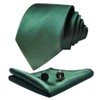 CANGRON Men Long Dark Green Tie Set 63" XL Necktie