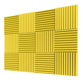6/12/24/48PCS 12"X12"X1" Acoustic Foam Panel Wedge Studio Soundproofing Wall Tiles , For Reading Room Meeting Room Study Library Club Cinema Music:_12PCS Yellow