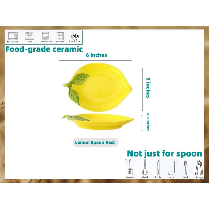Ceramic Spoon Rest for Stove Top, Lemon Cute Spoon Rest