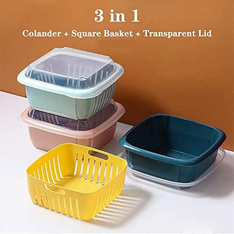 Colander Set with Strainer Bowl, Kitchen Colander with Lid Household