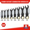 WORKPRO 8-Piece Stubby Anti-slip Ratcheting Combination Wrench Set, SAE 5/16-3/4