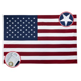 Bradford Cotton American Flag 6x10 feet for Indoor, Embroidered Star USA Flags Made in USA Soft Material, Cloth US United State Flag with 3 Brass Grommets