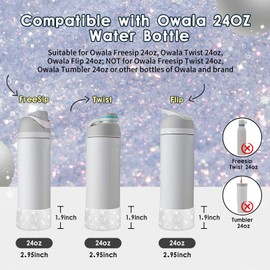BKBY Protective Glitter Silicone Boot Compatible with Owala 24oz 32oz 40oz, Bling Cup Sleeve Bottom Bumper Cover Compatible with Owala FreeSip, Twist, or Flip Stainless Steel Water Bottles