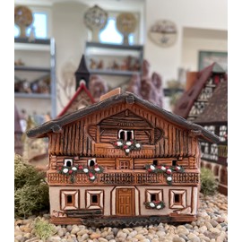 Midene Ceramic Cone Incense Holder Room Decor Handmade Collectible Miniature Old House on Lutago Tyrol Italy R235