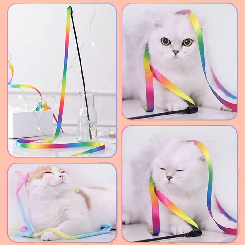 LASOCUHOO Interactive Cat Wand Toys Interactive Cat Teaser Wand String