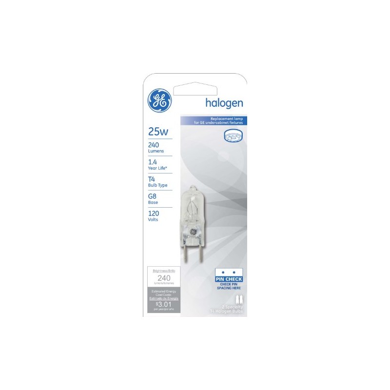 GE 97664 25-Watt 240-Lumen Specialty T4 Halogen Light Bulb, Clear,