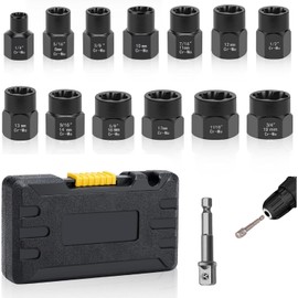 Emergency Lug Nut Remover, Juego de 14 Extractores de Tuercas de Lengüeta, Juego de Herramientas de Enchufe Giratorio para Mecánicos, Extractor de Tornillos Herramienta Redonda