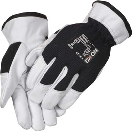 HandschuhMan. OX-ON Stone Work Gloves Soft Leather Gloves with Spandex Backing Size 7-12, 1 Pair (12/3XL, Black)