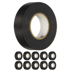 Morris Products 10 Pack Black Electrical Tape, Large Rolls, Each 3/4-Inch Wide and Full 60 Feet Long, 7 mil, Use for Protective Jacketing and Bundling, Great for Color Coding [Pack of 10]