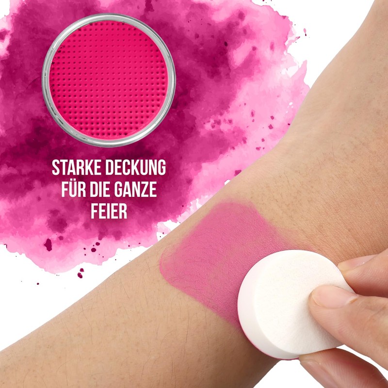 Festicy Professional Theatre Make-Up Pink, 20 g Including Sponge, Carnival