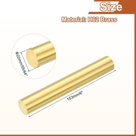 Sourcing Map 1 Pcs 22mm Dia H62 Brass Round Rod, 153mm Length for DIY Crafts & Industry
