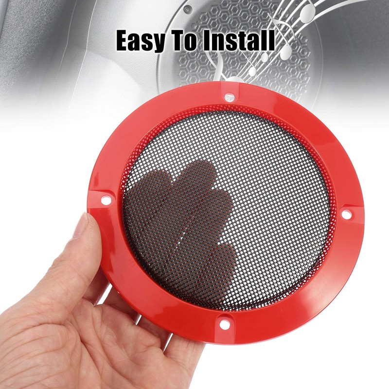 X AUTOHAUX 2pcs 4" Red Car Audio Speaker Cover Grill