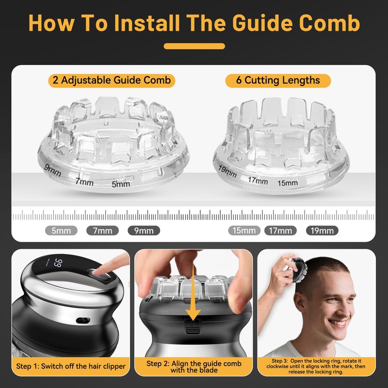 Yinicare Self Haircut Kit for Men, IPX6 Waterproof Professional Hair