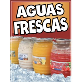 Aguas Frescas Decal Window Sticker Mexican Food Truck Concession Vinyl Restaurant Mexican Horchata (36" x 24")