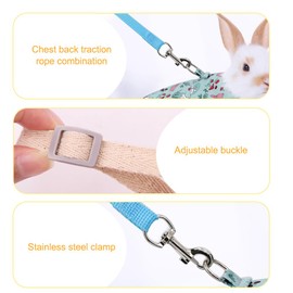 Rabbit Harness and Leash Set,Adjustable Ferret Training Vest Lead with Metal Buckle & 360° Rotating Hook for Rabbit Ferret Small Pets Outdoor Walking