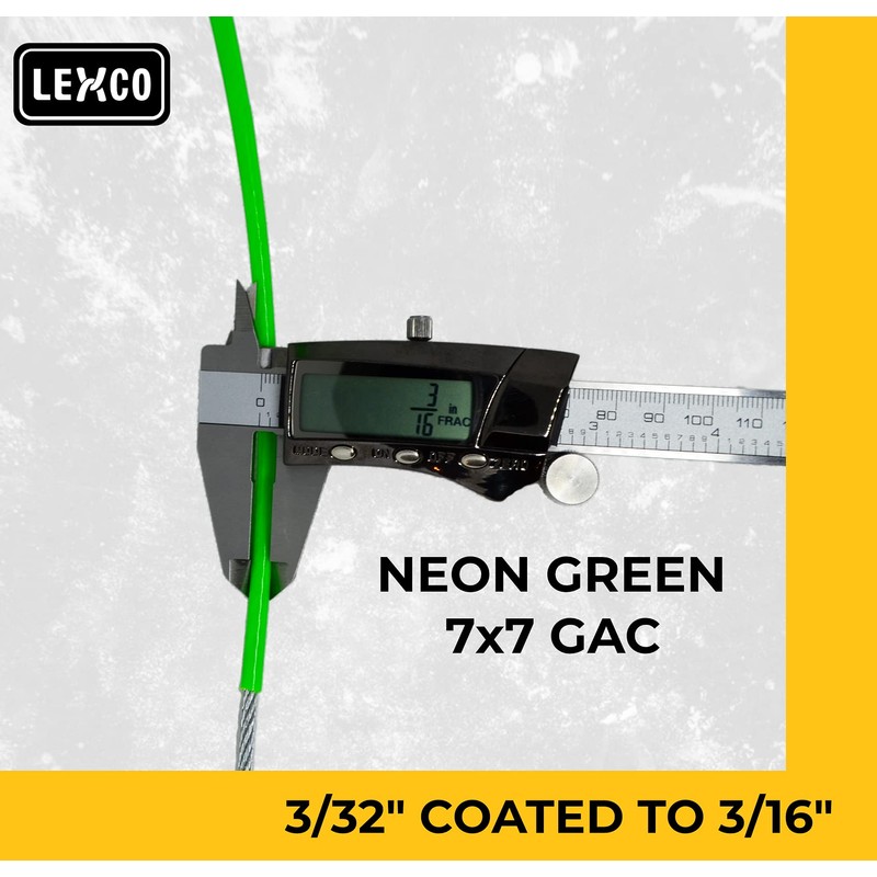 Lexco Cable 3327316CCNG 250' Spool of 3/16" Neon Green PVC
