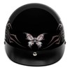 VCAN Cruiser Intricate Butterfly Motorcycle Half Helmet (Gloss Black, Small)