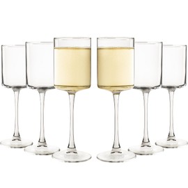 HAKEEMI Wine Glass Set of 6-10 oz Cylinder Wine Glasses, Sparkling Wine Glasses for Birthday, Party, Wedding