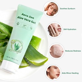 Aero Zen Gel De Aloe Vera Orgánico Al 98%, Aloe Puro Hidratante Natural Para Rostro Y Brazos, Gel Calmante E Hidratante Para Aliviar Quemaduras Solares Y Nutrir Profundamente La Piel, 118 G
