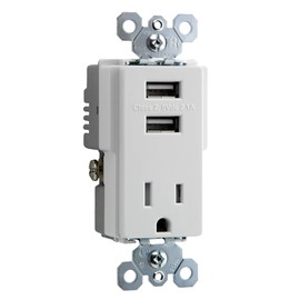 Legrand-Pass & Seymour TM8USBWCCV6 Decorator Combo Recept + USB Vision Electrical Outlet, White